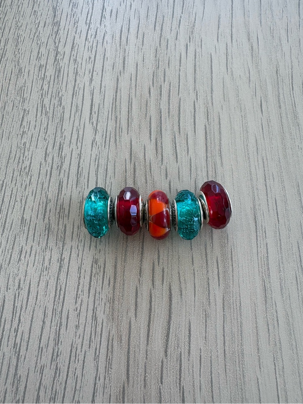 Pandora X5 Glass Bead Charms -  Blue & Red